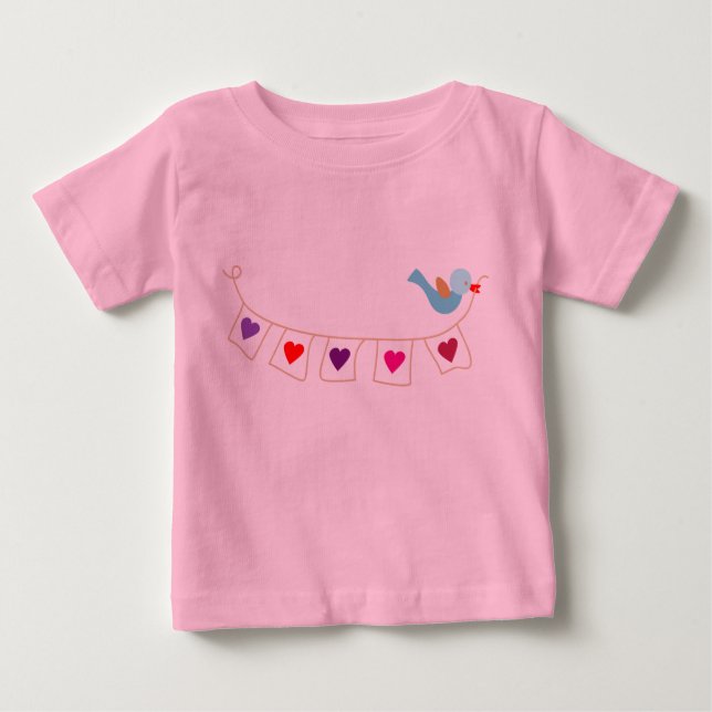 birdie valentine hearts baby T-Shirt (Front)