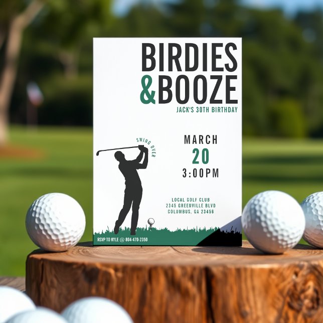 Birdies & Booze Adult Golf Birthday Party Invitation (Birdies & Booze Adult Golf Birthday Party Invitation
)