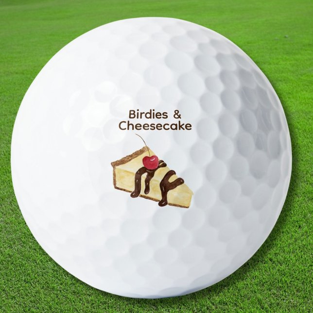 Birdies & Cheesecake with Cherry  Golf Balls (Perfect gift for golfers with a sweet tooth, combining love of the game with a playful cheesecake!)