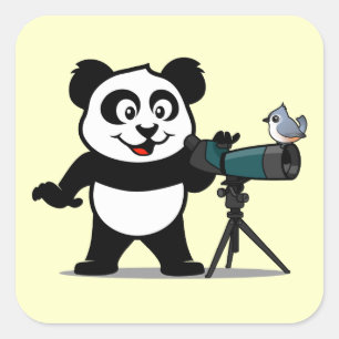 Birding Panda Square Sticker