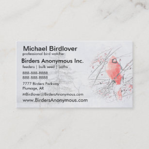 Birding winter male cardinal bird business card
