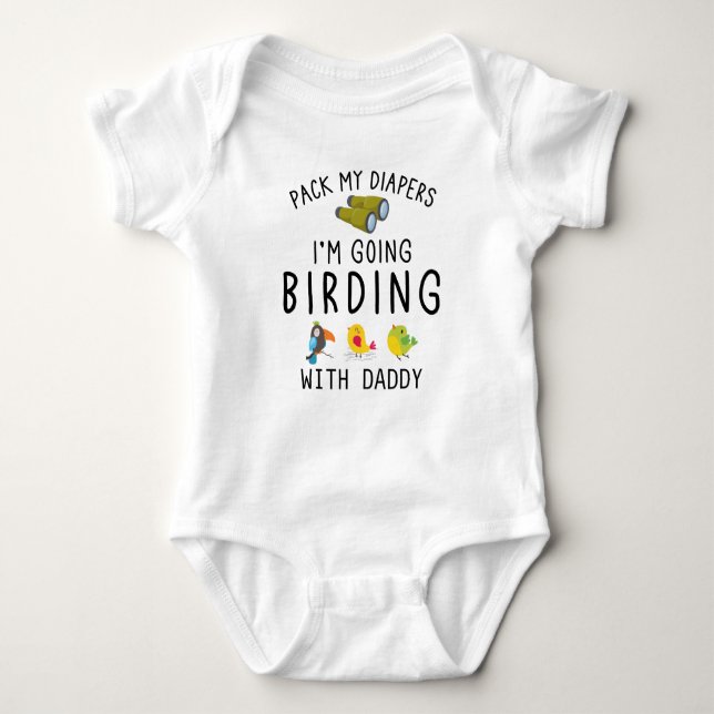 Birding With Daddy | Custom Birdwatcher Baby Bodysuit (Front)