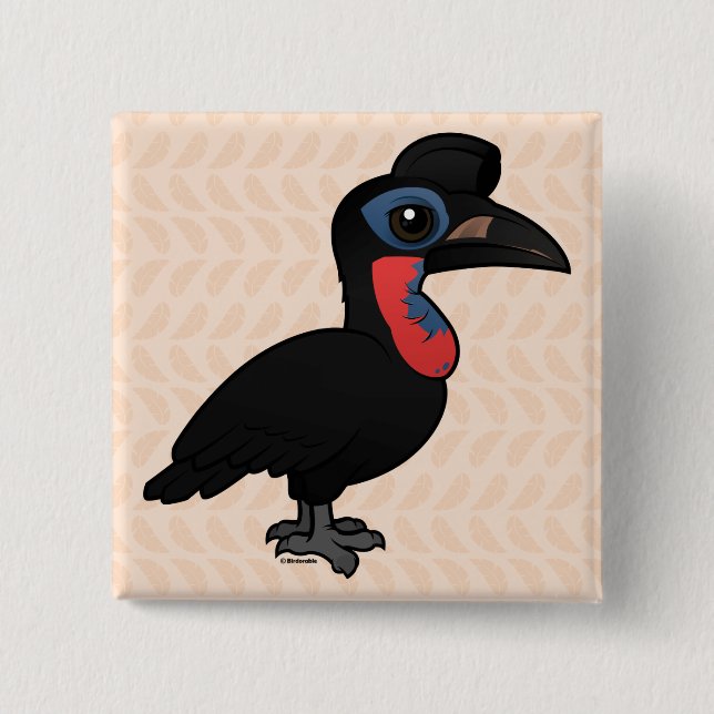 Birdorable Abyssinian Ground Hornbill 15 Cm Square Badge (Front)