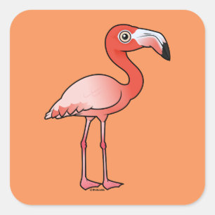 Birdorable American Flamingo Square Sticker
