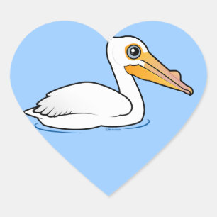 BIrdorable American White Pelican Heart Sticker