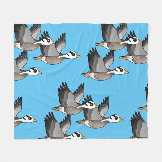 Birdorable Bar-headed Geese in Flight Fleece Blanket (Front (Horizontal))