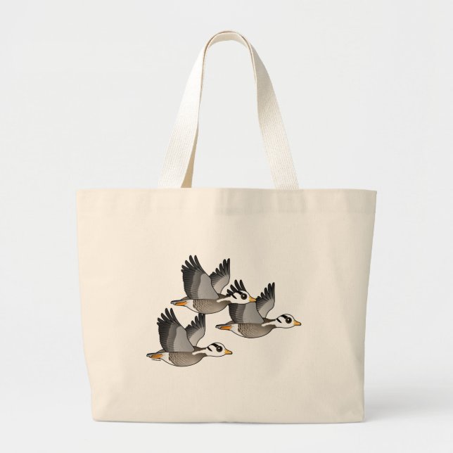 Birdorable Bar-headed Geese in Flight Large Tote Bag (Front)