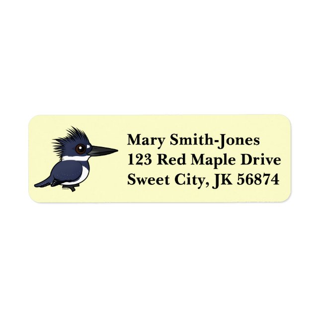 Birdorable Belted Kingfisher (male) Return Address Label (Front)
