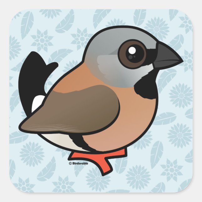 Birdorable Black-throated Finch Square Sticker (Front)