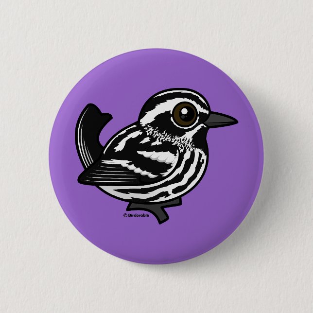 Birdorable Black & White Warbler 6 Cm Round Badge (Front)