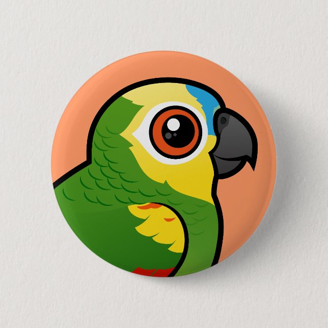Birdorable Blue-fronted Parrot 6 Cm Round Badge (Front)