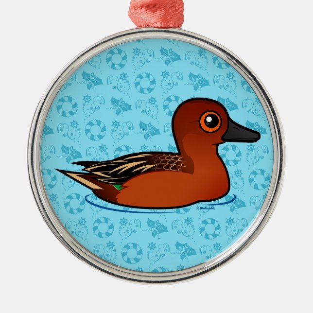 Birdorable Cinnamon Teal Metal Tree Decoration (Front)