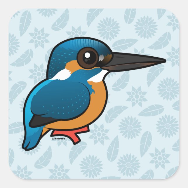 Birdorable Common Kingfisher Square Sticker (Front)