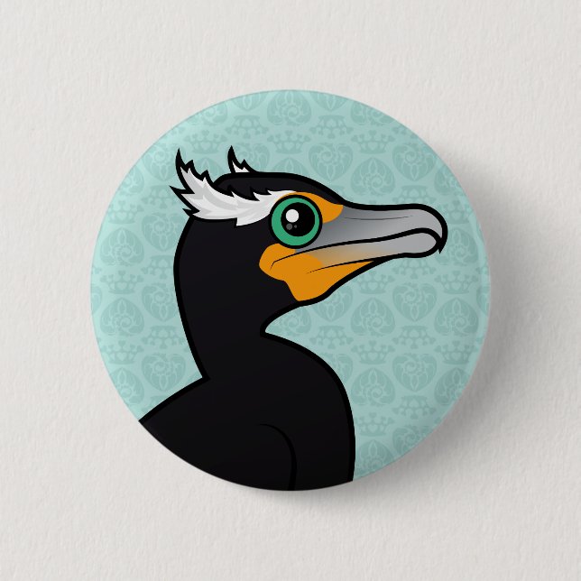 Birdorable Double-crested Cormorant 6 Cm Round Badge (Front)