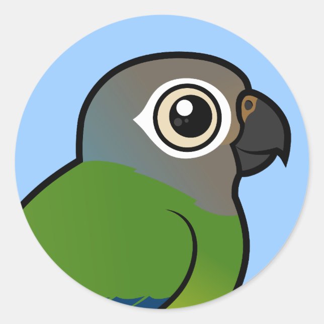 Birdorable Dusky-headed Conure Classic Round Sticker (Front)