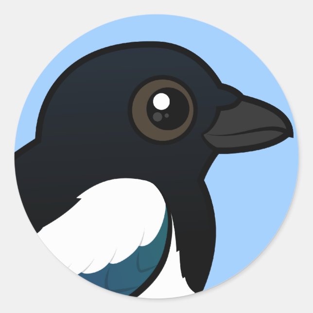 Birdorable Eurasian Magpie Classic Round Sticker (Front)