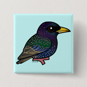Birdorable European Starling 15 Cm Square Badge