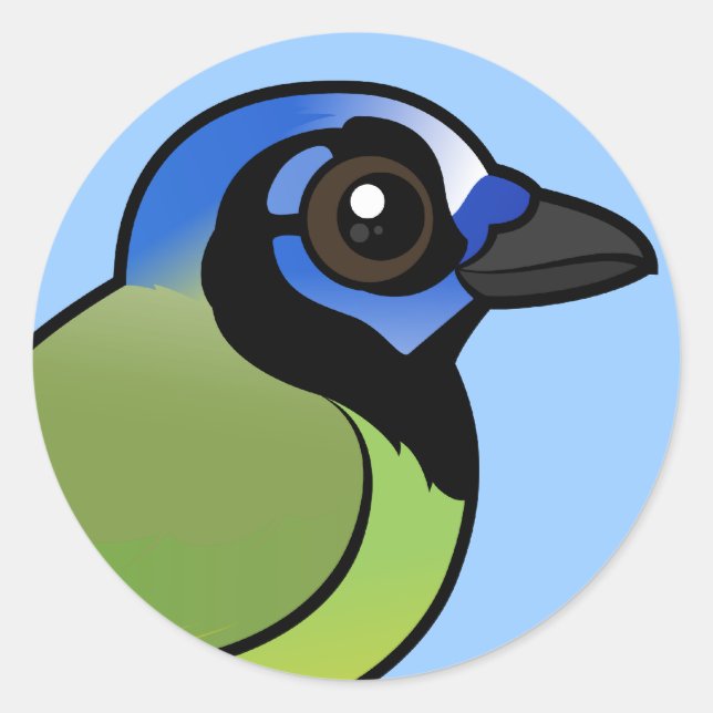Birdorable Green Jay Classic Round Sticker (Front)