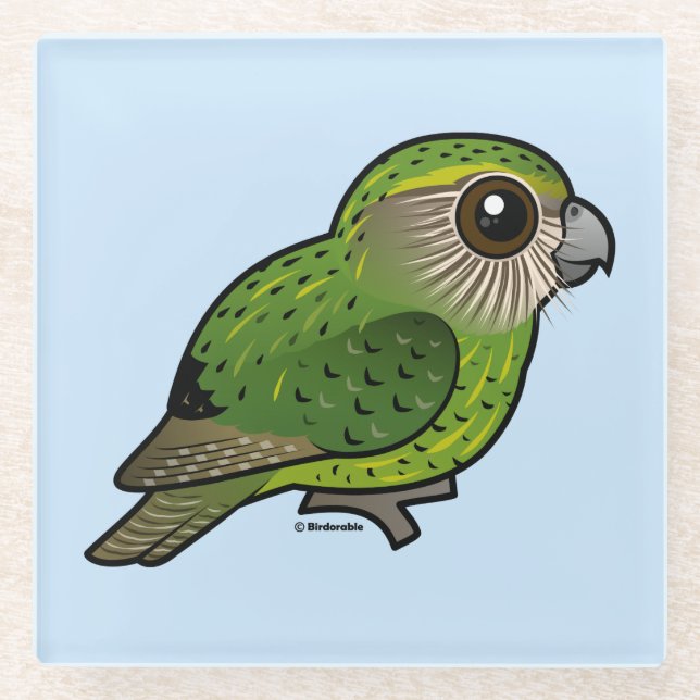 Birdorable Kakapo Glass Coaster (Front)