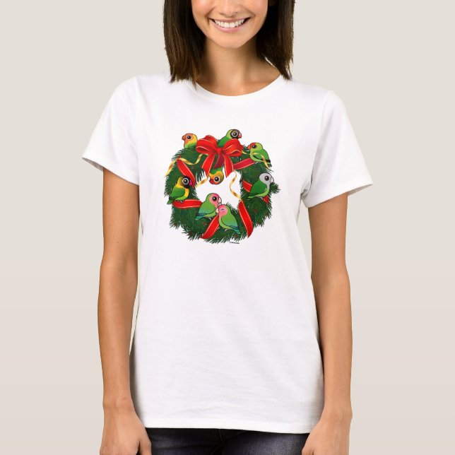 Birdorable Lovebirds Christmas Wreath T-Shirt (Front)