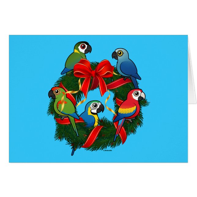 Birdorable Macaws Christmas Wreath (Front Horizontal)