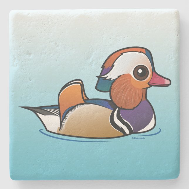 Birdorable Mandarin Duck Stone Coaster (Front)