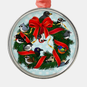 Birdorable NA Backyard Birds Christmas Wreath Metal Tree Decoration