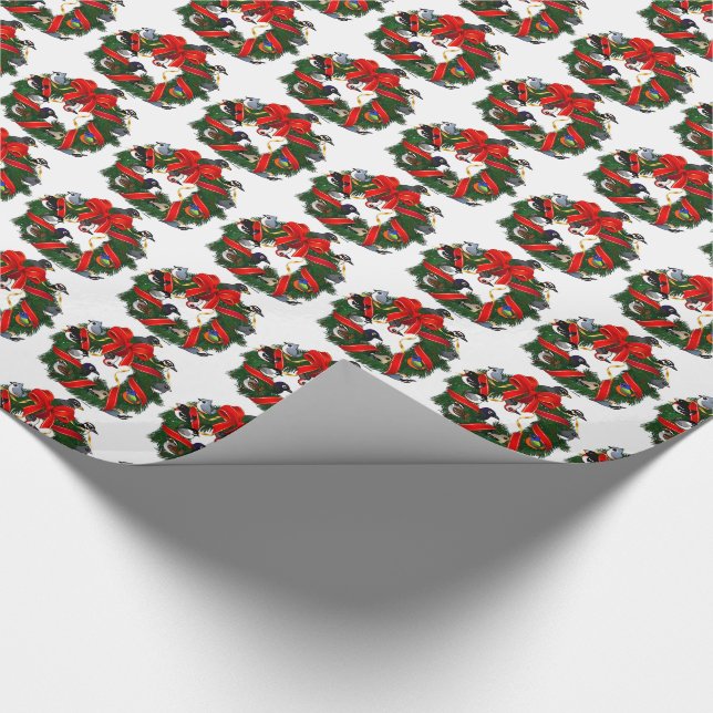 Birdorable NA Backyard Birds Christmas Wreath Wrapping Paper (Corner)