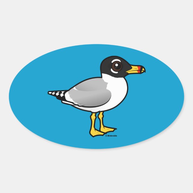 Birdorable Pallas's Gull Oval Sticker (Front)
