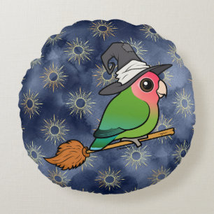 Birdorable Peach-faced Lovebird Halloween Witch Round Cushion