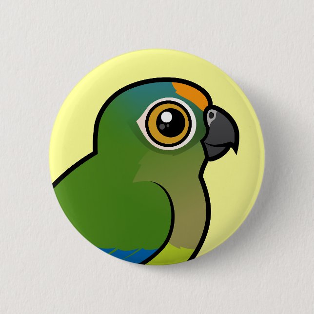 Birdorable Peach-fronted Parakeet 6 Cm Round Badge (Front)