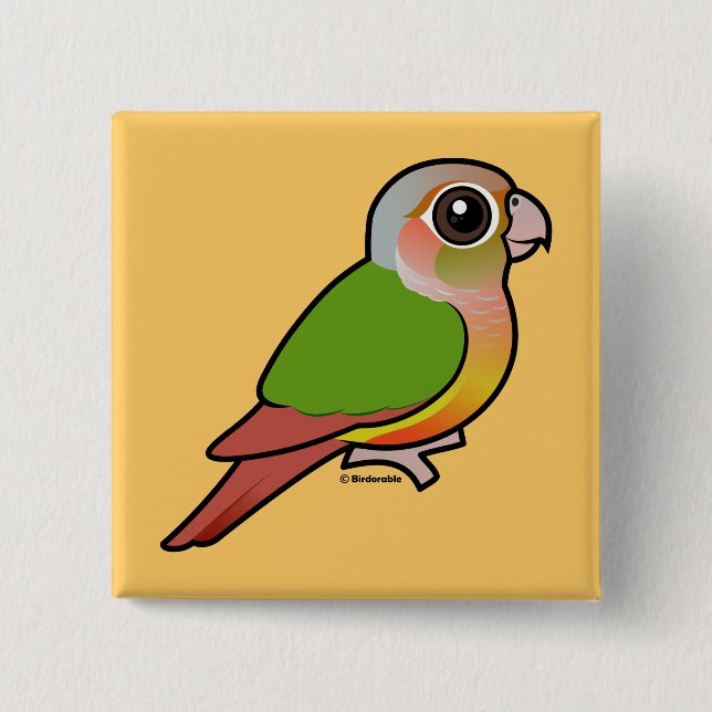 Birdorable Pineapple Green-cheeked Conure 15 Cm Square Badge (Front)