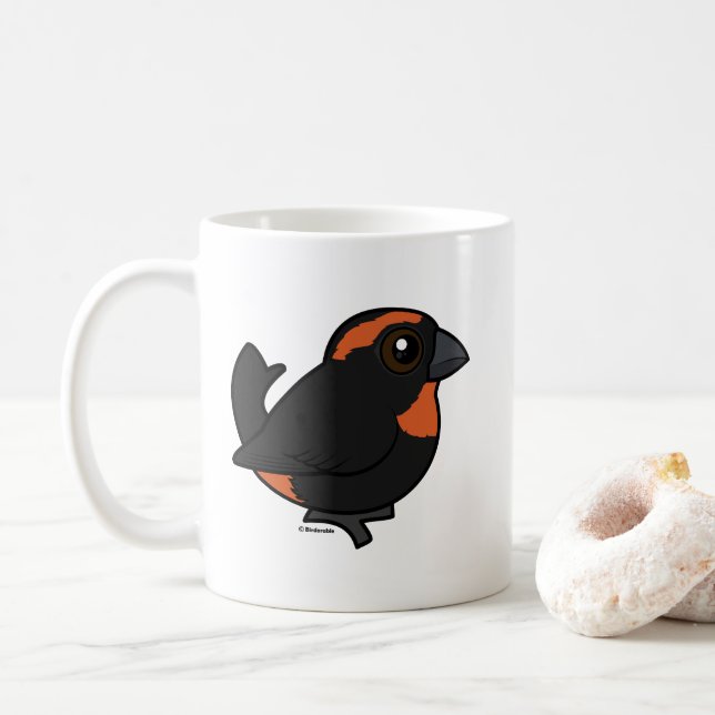 Birdorable Puerto Rican Bullfinch Cartoon Bird Coffee Mug (With Donut)