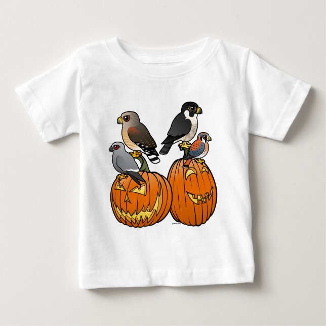 Birdorable Raptors on Pumpkins Baby T-Shirt (Front)