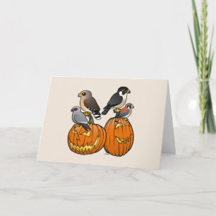Birdorable Raptors on Pumpkins Card