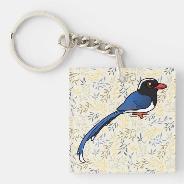 Birdorable Red-billed Blue-Magpie Key Ring (Front)