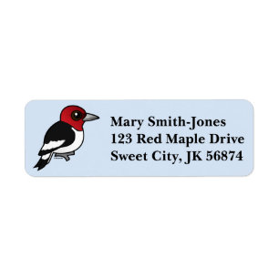 Birdorable Red-headed Woodpecker Return Address Label