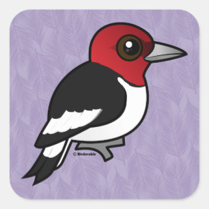 Birdorable Red-headed Woodpecker Square Sticker