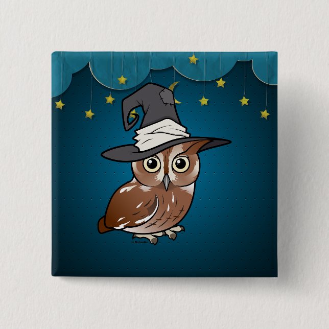 Birdorable Screech Owl Witch 15 Cm Square Badge (Front)