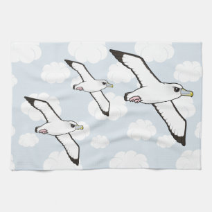 Birdorable Shy Albatross in flight Tea Towel