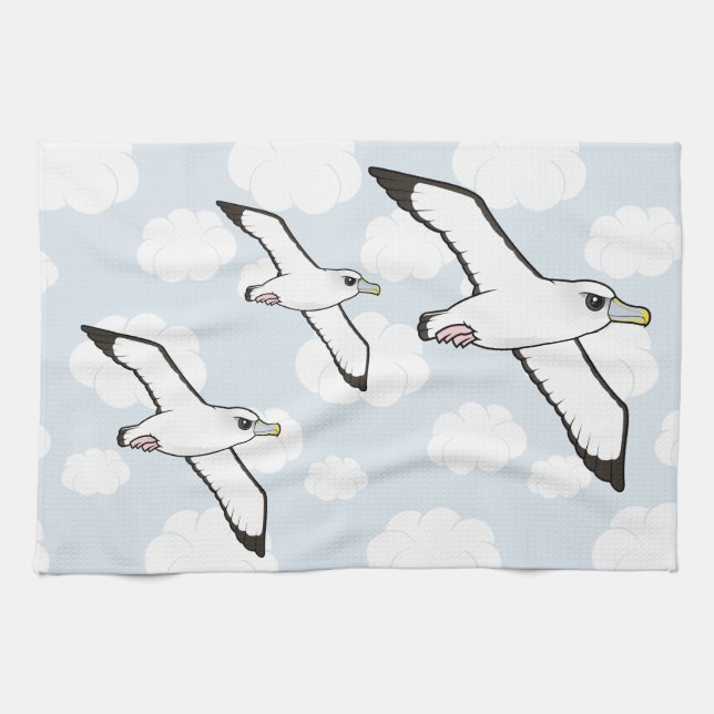 Birdorable Shy Albatross in flight Tea Towel (Horizontal)