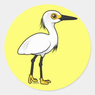 Birdorable Snowy Egret Classic Round Sticker