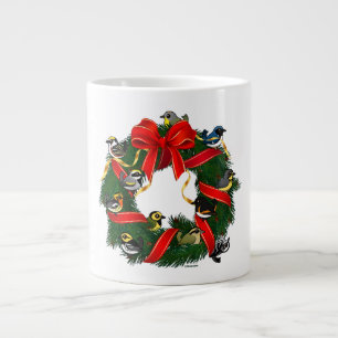 Birdorable Warblers Christmas Wreath Large Coffee Mug