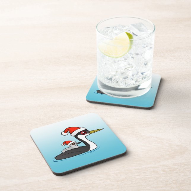 Birdorable Western Grebe Santa Coaster (Right Side)