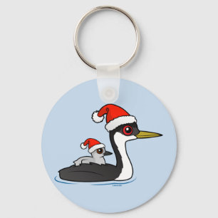 Birdorable Western Grebe Santa Key Ring