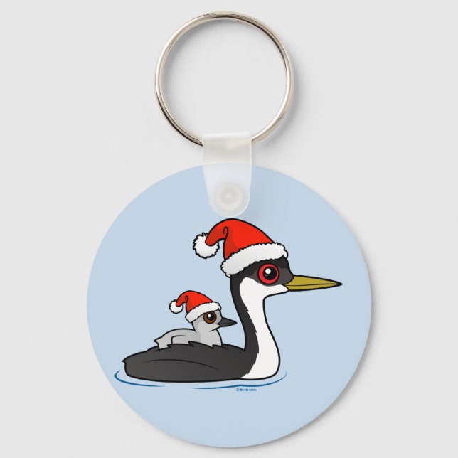 Birdorable Western Grebe Santa Key Ring (Front)