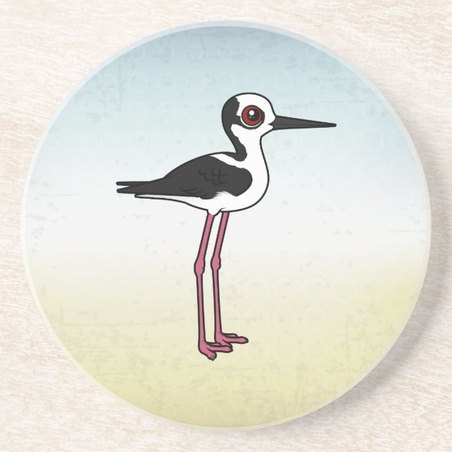 Birdorable White-backed Stilt Coaster (Front)