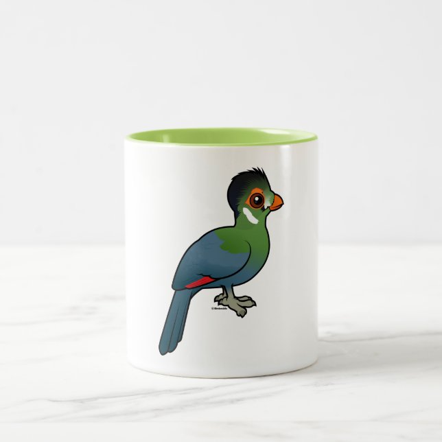 Birdorable White-cheeked Turaco Two-Tone Coffee Mug (Center)
