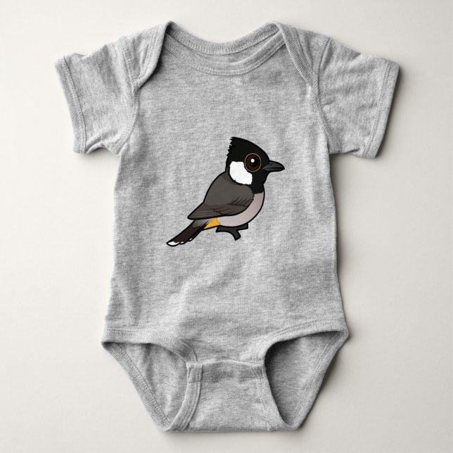 Birdorable White-eared Bulbul Baby Bodysuit (Front)