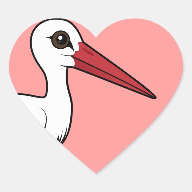 Birdorable White Stork Heart Sticker (Front)